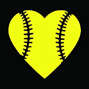 KCD Heart Softball Love Vinyl Decal Sticker|Cars Trucks Vans Walls Laptops Cups|Yellow|5.5 in|KCD874Y