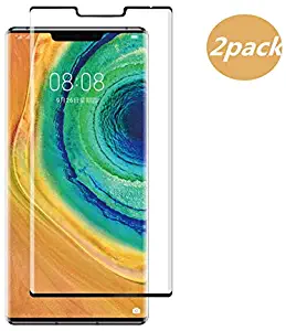 for Huawei Mate 30 Pro 3D Screen Protector Tempered Glass - [2 Pack] Full Coverage HD Screen Protective Film Glass Screen Protector for Huawei Mate 30 Pro