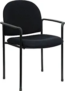 Flash Furniture Comfort Black Fabric Stackable Steel Side Reception Chair with Arms