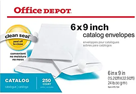 Office Depot Clean Seal(TM) Catalog Envelopes, 6in. x 9in, White, Box of 250, 77919