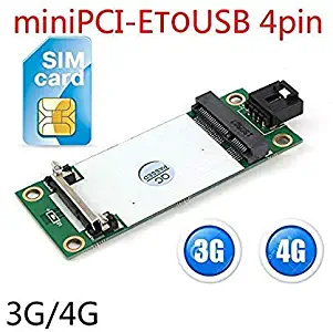 Mini PCI-E to USB Adapter Test 3G/4G WWAN Module Mini Pci-E Express Wireless to USB 4Pin Adapter Card with SIM Card Slot Module (The Side)