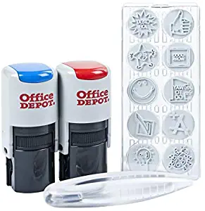 Office Depot Self-Inking Teacher Kit, Blue/Red, 032541