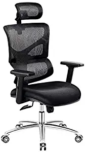 3D Ergonomic Office Chair High Back Mesh Chair w/Thickened Foot Tube,3D Adjustable Armrest,Headrest and Lumbar Support,Computer Game Chair(Black)