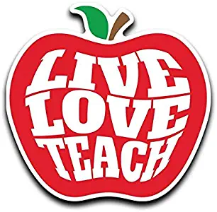 More Shiz Live Love Teach Teacher Apple Vinyl Decal Sticker Car Truck Van SUV Window Wall Cup Laptop - One 5 Inch Decal- MKS0645