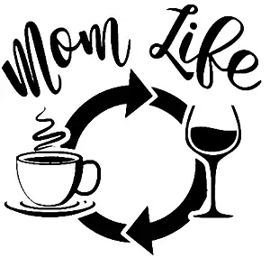 Mom Life Wine Coffee Cycle Decal Vinyl Sticker|Cars Trucks Vans Walls Laptop| Black|5.5 x 5.3 in|DUC774