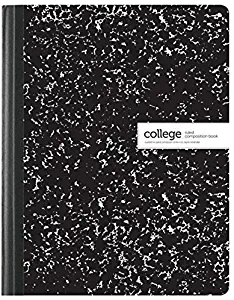 Office Depot Brand Composition Book, Marble, 7 1/2in x 9 3/4in, College Ruled, 100 Sheets, Black/White
