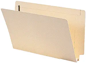 Smead Extra Capacity End Tab Fastener File Folder, Shelf-Master Reinforced Straight-Cut Tab, 2 Fasteners, 1-1/2" Expansion, Legal Size, Manila, 50 per Box (37276)