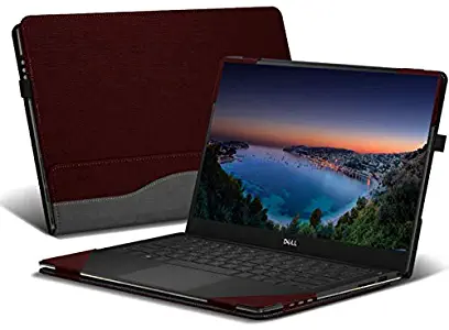 Honeymoon for 15" DELL XPS 15 9575/9550/ 9560/9570 Models Case Cover, PU Leather Folio Stand Protective Laptop Hard Shell Case Compatible for Dell XPS 15.6 Inch,red