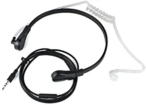 Black Universal 3.5mm FBI Plug Throat Mic Air Tube Covert Earpiece Headset Earphone Mic Compatible for 3.5mm Jack Enabled Devices, Such as Cell Phone, Smart Phone, Laptop, Computer