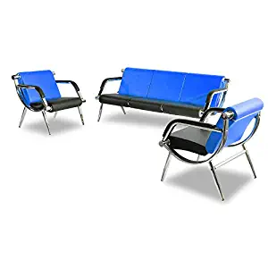 3 PCS Office Reception Sofa Set PU Leather Executive Side Visitor Guest Sofa Waiting Room Bench with Padded Arms Airport Clinic Lounge Chairs Set