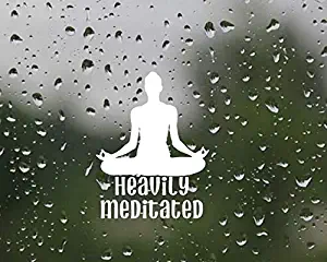 TAMENGI Heavily Meditated - Yoga Sticker - Car, Cup or Crafts Decal - Choose Your Color - Made to Order - 7 inch