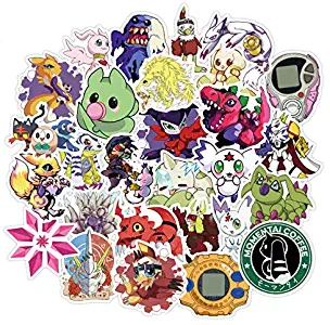 50 Pcs Anime Cartoon Waterproof Stickers for Digimon Adventure,Funny Stickers Pack for Waterbottle MacBook Flasks Phone Laptop Car Bike,Waterproof Vinyl Stickers for Kids Boys Girls Teens Toddlers.