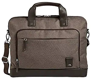 Brenthaven Medina Slim Brief Laptop Bag Fits 15 Inch Chromebooks, Devices - Chestnut, Cotton Canvas Body Material with Vegan Leather Trim, Rugged Protection from Impact and Compression