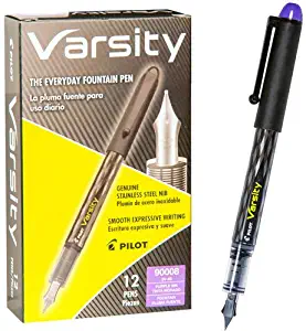 Pilot Varsity Disposable Fountain Pens, Purple Ink, Dozen Box
