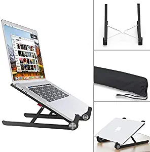 Klearlook Portable Laptop Stand, Monitor Riser, Adjustable Height & Angle Blocker, Foldable Standing Desk, Light-Weight Holder for Notebook Computer PC Tablet (Black)