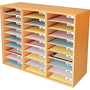 Really Good Stuff Mail Center – 1 Oak Classroom Mail Center with 27 Slots – Keep Your Classroom or Office Organized, Durable, Easy Assembly, 159790OA