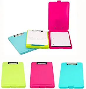 Adorox Set of 3 Letter Size Slim-case Storage Clipboard Teal Pink Neon Green Plastic Storage Clipboard for Students, Teachers, Sales, Utility, Industrial, Office Professional (Multicolored)