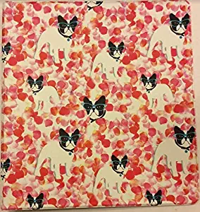 Staples Standard 1-Inch D 3-Ring Side-Mounted Binder, French Bulldog Theme on Red/Pink Print