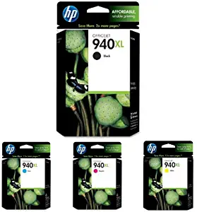 HP 940XL Black and HP 940XL Cyan/Magenta/Yellow Ink Cartridge Bundle (C4906AN, C4907AN, C4908AN, C4909AN)