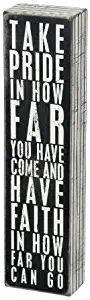 Primitives by Kathy Pinstriped Trimmed Box Sign, 3" x 12", Take Pride in How Far You Have Come
