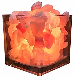 Himalayan CrystalLitez Himalayan Salt Lamp With Dimmer Cord, Original Salt Crystals In A Glass Bowl, Aromatherapy Salt Lamp (Square)
