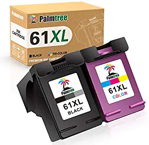Palmtree Remanufactured Ink Cartridges Replacement for HP 61XL 61 XL to use with Envy 4500 5535 5530 5534 Deskjet 1000 1010 1510 1512 2540 Officejet 4630 Printer (2-Pack,1 Black, 1 Tri-Color)