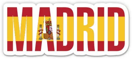 GT Graphics Express Madrid Spanish Flag - 3" Vinyl Sticker - for Car Laptop Water Bottle Phone - Waterproof Decal