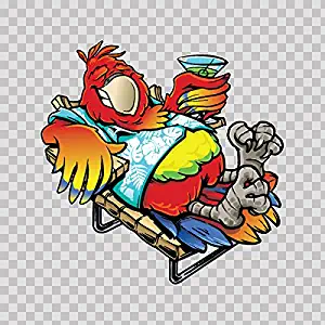 Sticker Decal Decadence Parrot On Vacation Tablet Laptop Weatherproof (16 X 15.9 Inches)