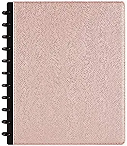 TUL Discbound Notebook, Elements Collection, Letter Size, Leather Cover, Rose Gold/Pebbled
