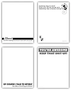 Funny Notepads for the Office - Novelty Memo Pads for Work - Funny Gift for Coworkers (4 Pack) - 4.25 x 5.5 inches, 50 Sheets