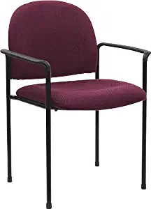 Flash Furniture Comfort Burgundy Fabric Stackable Steel Side Reception Chair with Arms