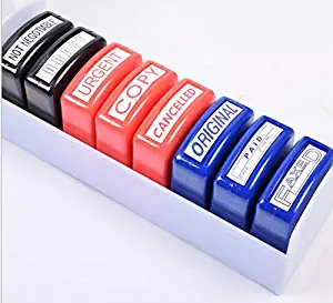 Swity Home Self Inking Office Stamp Set Teacher Stamp Pre-Inked Message Account Stamp Home Office Business Rubber Stamp Business Paper Work Text File Stamps with Plastic Tray 8 Pcs (Business Stamp)