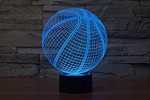 USB Powered 3D Glow LED Night Light 7 Changeable Colors Optical Illusion Lamp Touch Sensor Perfect for Home Party Festival Decor Great Gift Idea (Basketball)